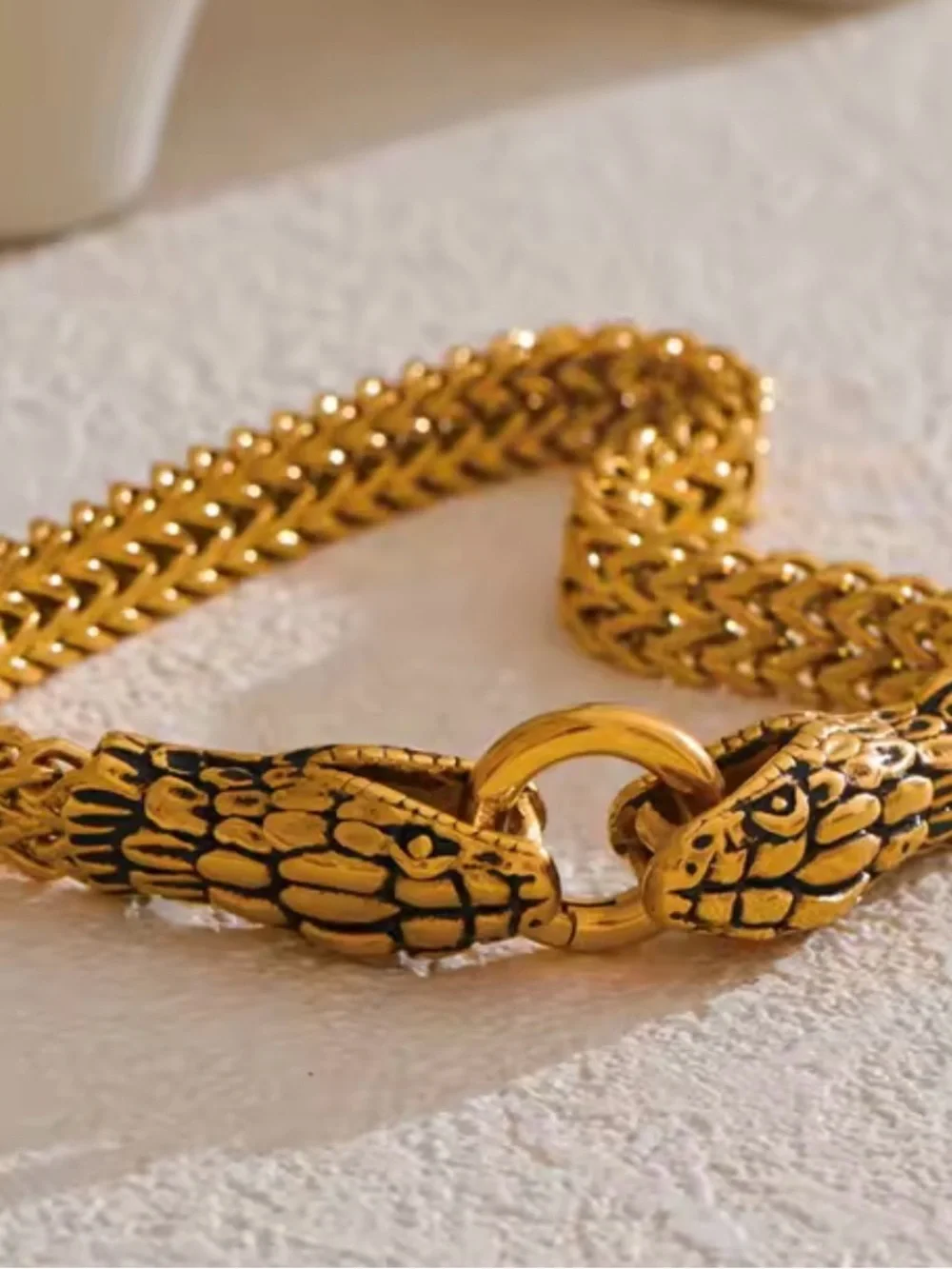 Unisex 18 K gold plated snake head Bracelet